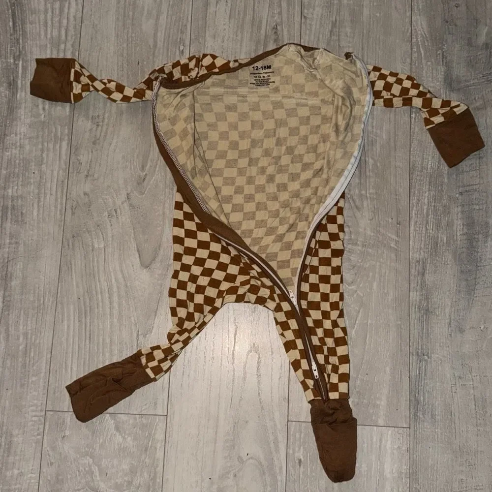 No-brand Brown and Cream Sleepsuits-babygrows